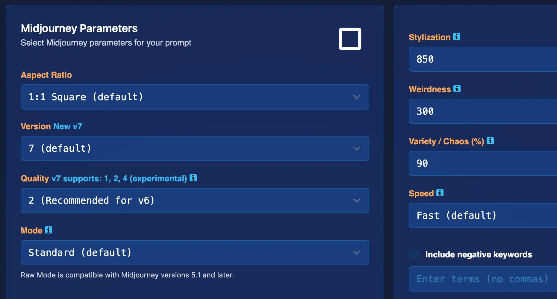 Parameters Section